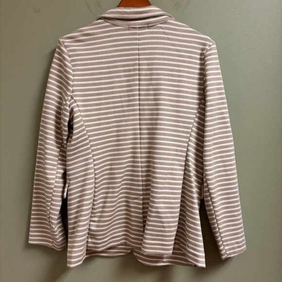 Banana Republic Womens Pique Striped Knit Blazer Size L Preppy Academia Coastal - Picture 5 of 15